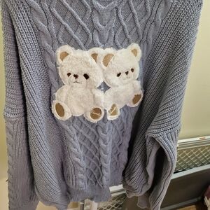 Cozy Blue Teddy Bear Sweater